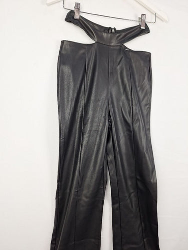 Second-Hand - Meshki Black 'Leather' Waist Band Straight Leg Pants Size XS - SwapUp