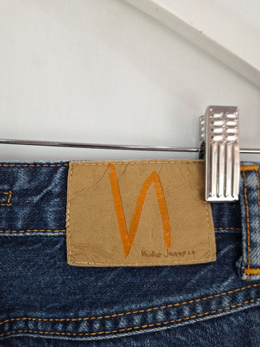 Second-Hand - Nudie Jeans Dark Wash Denim Tapered Jeans Size 6 - SwapUp