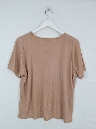 Second-Hand - Silk Laundry Pure Silk Dusty Rose Ribbed Top Size S - SwapUp
