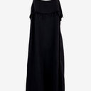 Second-Hand - Lonely Hearts Black Linen Blend Midi Dress Size 10 - SwapUp