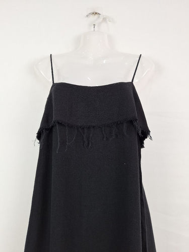 Second-Hand - Lonely Hearts Black Linen Blend Midi Dress Size 10 - SwapUp