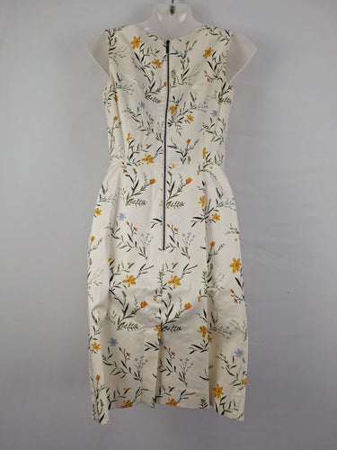 Second-Hand - Cue Cream Flower Plunge Neck Mini Dress Size 6 - SwapUp