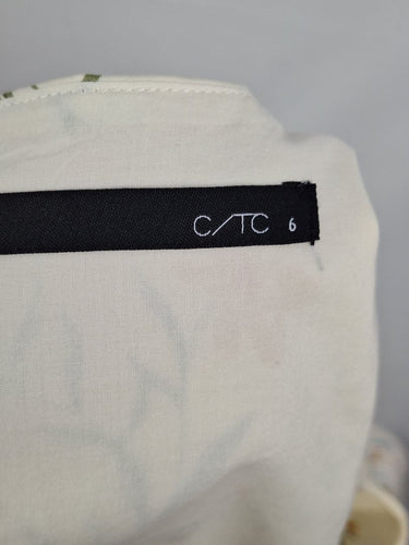 Second-Hand - Cue Cream Flower Plunge Neck Mini Dress Size 6 - SwapUp