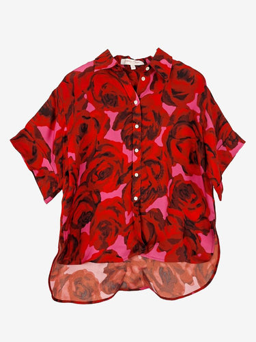 Carolina Herrera Rose Silk Organza Shortsleeve Shirt Size S