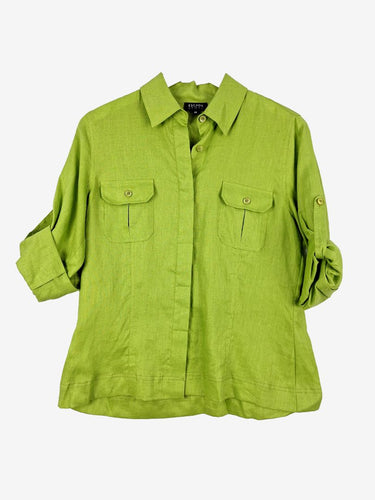 Escada Sport Lime Linen Safari Shirt Size 10