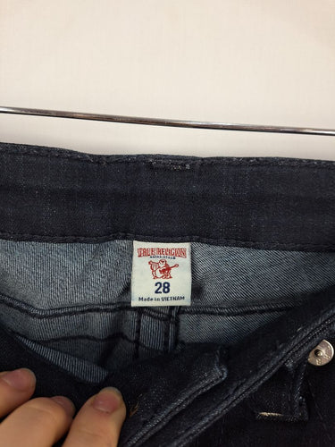 Second-Hand - True Religion Deep Indigo Low Waisted Tapered Jeans Size 8 - SwapUp