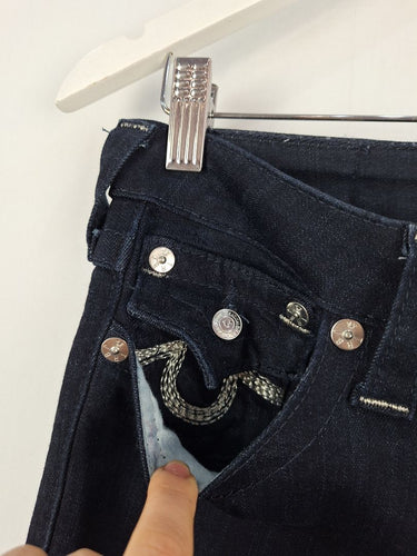 Second-Hand - True Religion Deep Indigo Low Waisted Tapered Jeans Size 8 - SwapUp
