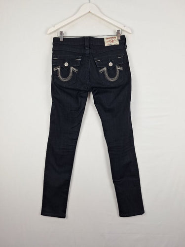 Second-Hand - True Religion Deep Indigo Low Waisted Tapered Jeans Size 8 - SwapUp