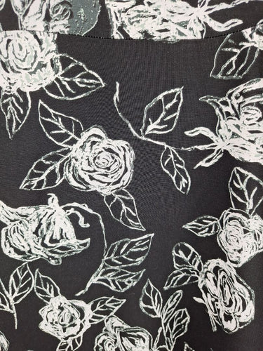 Second-Hand - Megan Salmon B&W Rose Boat Neck Midi Dress Size 10 - SwapUp