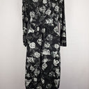 Second-Hand - Megan Salmon B&W Rose Boat Neck Midi Dress Size 10 - SwapUp