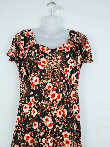 Second-Hand - Sacha Drake Mottled Fire Flower Midi Dress Size 10 - SwapUp