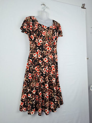 Second-Hand - Sacha Drake Mottled Fire Flower Midi Dress Size 10 - SwapUp