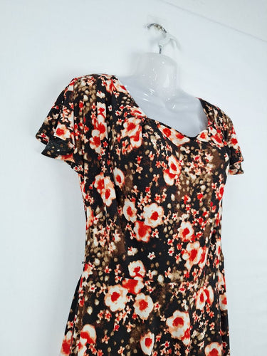 Second-Hand - Sacha Drake Mottled Fire Flower Midi Dress Size 10 - SwapUp