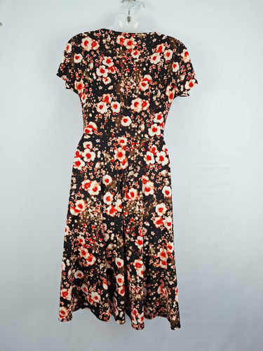 Second-Hand - Sacha Drake Mottled Fire Flower Midi Dress Size 10 - SwapUp