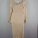 Second-Hand - SNDYS Peach Shirred Gingham Dress Size M - SwapUp
