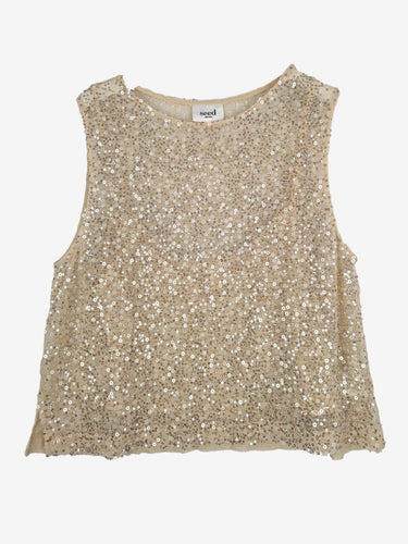 Seed Cream Sequin Sparkle Crop Top Size 12