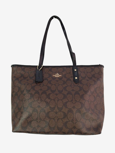 Coach Dark Brown Signature Monogram Tote Bag