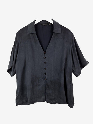 Country Road Navy Resort Tortoiseshell Button Shirt Size 12