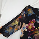 Second-Hand - Blue Illusion Vibrant Floral Chiffon Blouse Size M - SwapUp