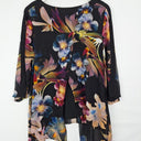 Second-Hand - Blue Illusion Vibrant Floral Chiffon Blouse Size M - SwapUp