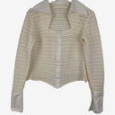 Second-Hand - Rayure Cream Semi Sheer Square Collar Top Size 12 - SwapUp