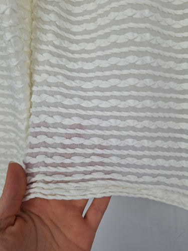 Second-Hand - Rayure Cream Semi Sheer Square Collar Top Size 12 - SwapUp