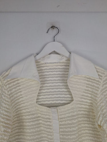 Second-Hand - Rayure Cream Semi Sheer Square Collar Top Size 12 - SwapUp