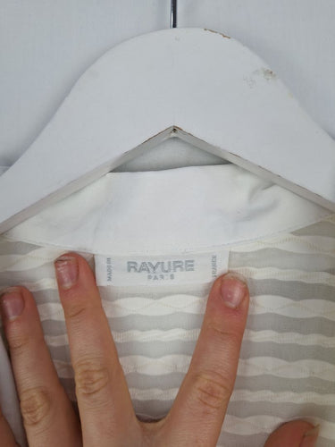 Second-Hand - Rayure Cream Semi Sheer Square Collar Top Size 12 - SwapUp
