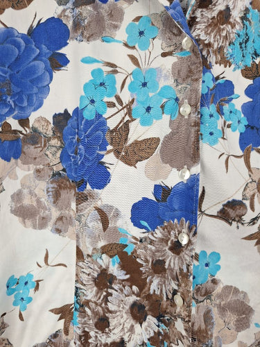 Second-Hand - Assorted Brands Blue Retro Floral Button Up Size S - SwapUp