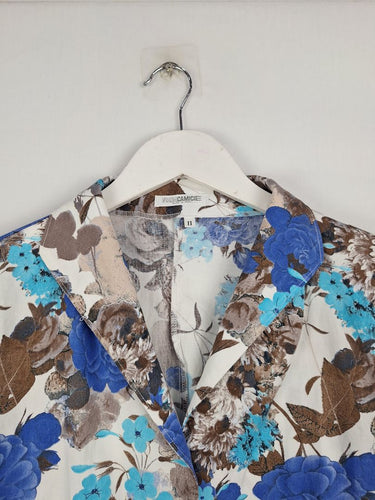 Second-Hand - Assorted Brands Blue Retro Floral Button Up Size S - SwapUp