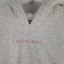 Second-Hand - Society Addict Heather Grey Pink Logo Cropped Hood Jumper Size M - SwapUp