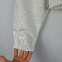 Second-Hand - Society Addict Heather Grey Pink Logo Cropped Hood Jumper Size M - SwapUp