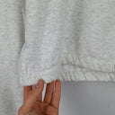 Second-Hand - Society Addict Heather Grey Pink Logo Cropped Hood Jumper Size M - SwapUp