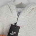 Second-Hand - Society Addict Heather Grey Pink Logo Cropped Hood Jumper Size M - SwapUp