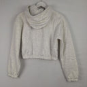 Second-Hand - Society Addict Heather Grey Pink Logo Cropped Hood Jumper Size M - SwapUp