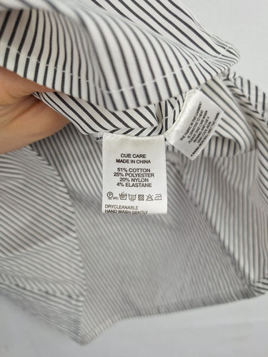 Second-Hand - Cue Vintage Pinstripe Frill Blouse Size 12 - SwapUp