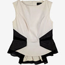 Second-Hand - Cue Fitted B&W Peplum Blouse Size 12 - SwapUp