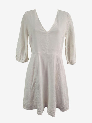 Second-Hand Witchery Linen Blend Deep V Midi Dress Size 8 – SwapUp