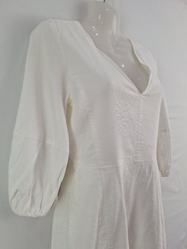 Second-Hand - Witchery Linen Blend Deep V Midi Dress Size 8 - SwapUp