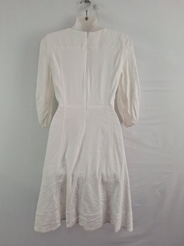 Second-Hand Witchery Linen Blend Deep V Midi Dress Size 8 SwapUp Second-Hand Witchery Linen Blend Deep V Midi Dress Size 8 SwapUp