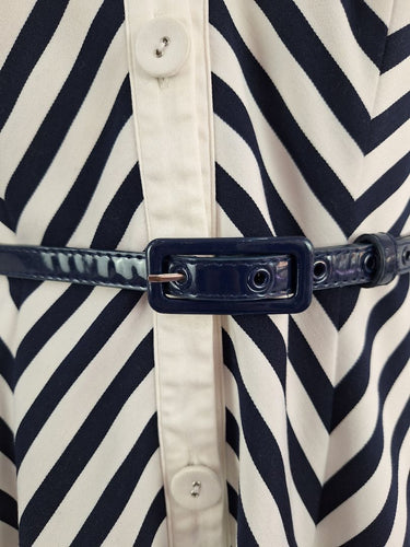Second-Hand - Review Diagonal Striped Collared Midi Dress Size 8 - SwapUp