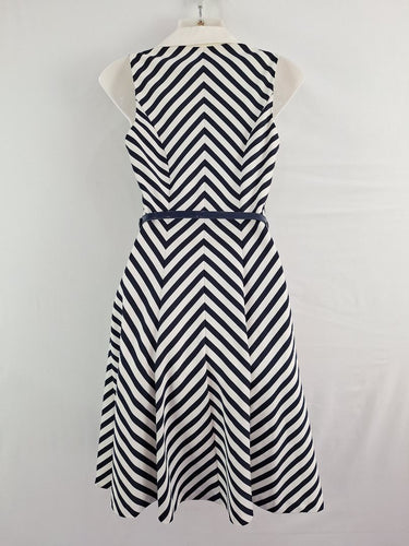 Second-Hand - Review Diagonal Striped Collared Midi Dress Size 8 - SwapUp