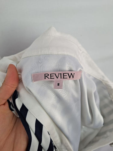 Second-Hand - Review Diagonal Striped Collared Midi Dress Size 8 - SwapUp
