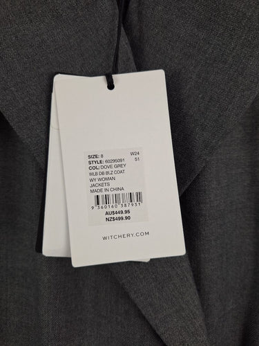 Second-Hand - Witchery Dove Grey Double Breasted Suit Coat Size 8 - SwapUp