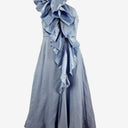 Second-Hand - Aje Cornflower Blue Statement Ruffle Midi Dress Size 6 - SwapUp