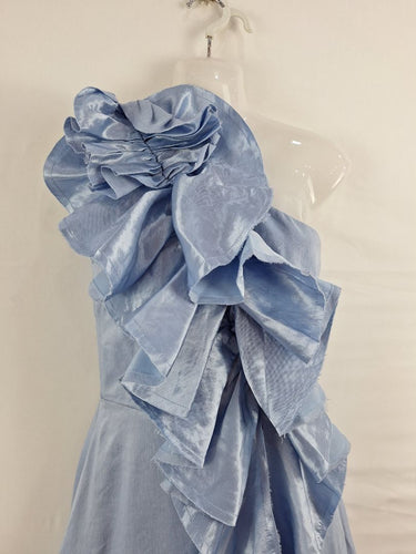 Second-Hand - Aje Cornflower Blue Statement Ruffle Midi Dress Size 6 - SwapUp