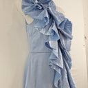 Second-Hand - Aje Cornflower Blue Statement Ruffle Midi Dress Size 6 - SwapUp