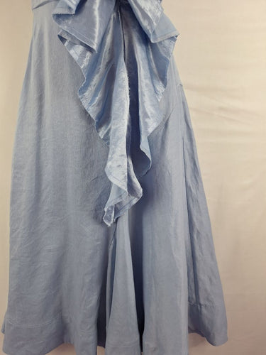 Second-Hand - Aje Cornflower Blue Statement Ruffle Midi Dress Size 6 - SwapUp