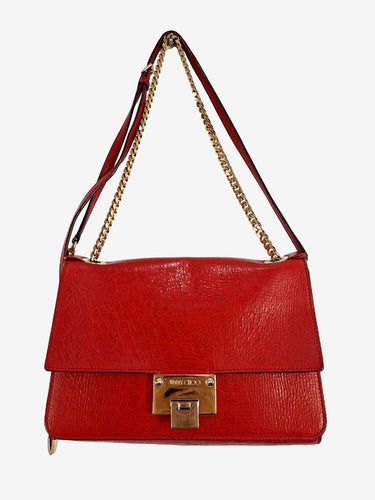 Jimmy Choo Red Leather Envelope Shoulder Bag