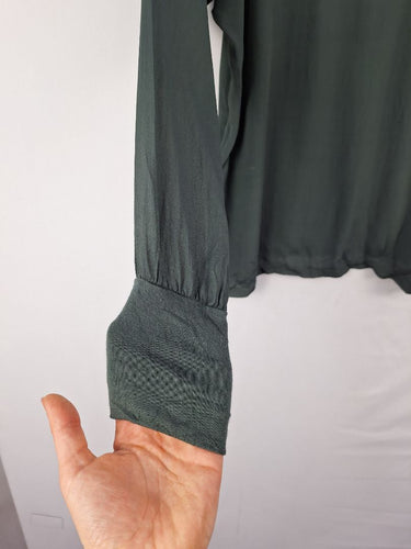 Second-Hand - Nu Dark Sage Silk Blend Top Size S - SwapUp